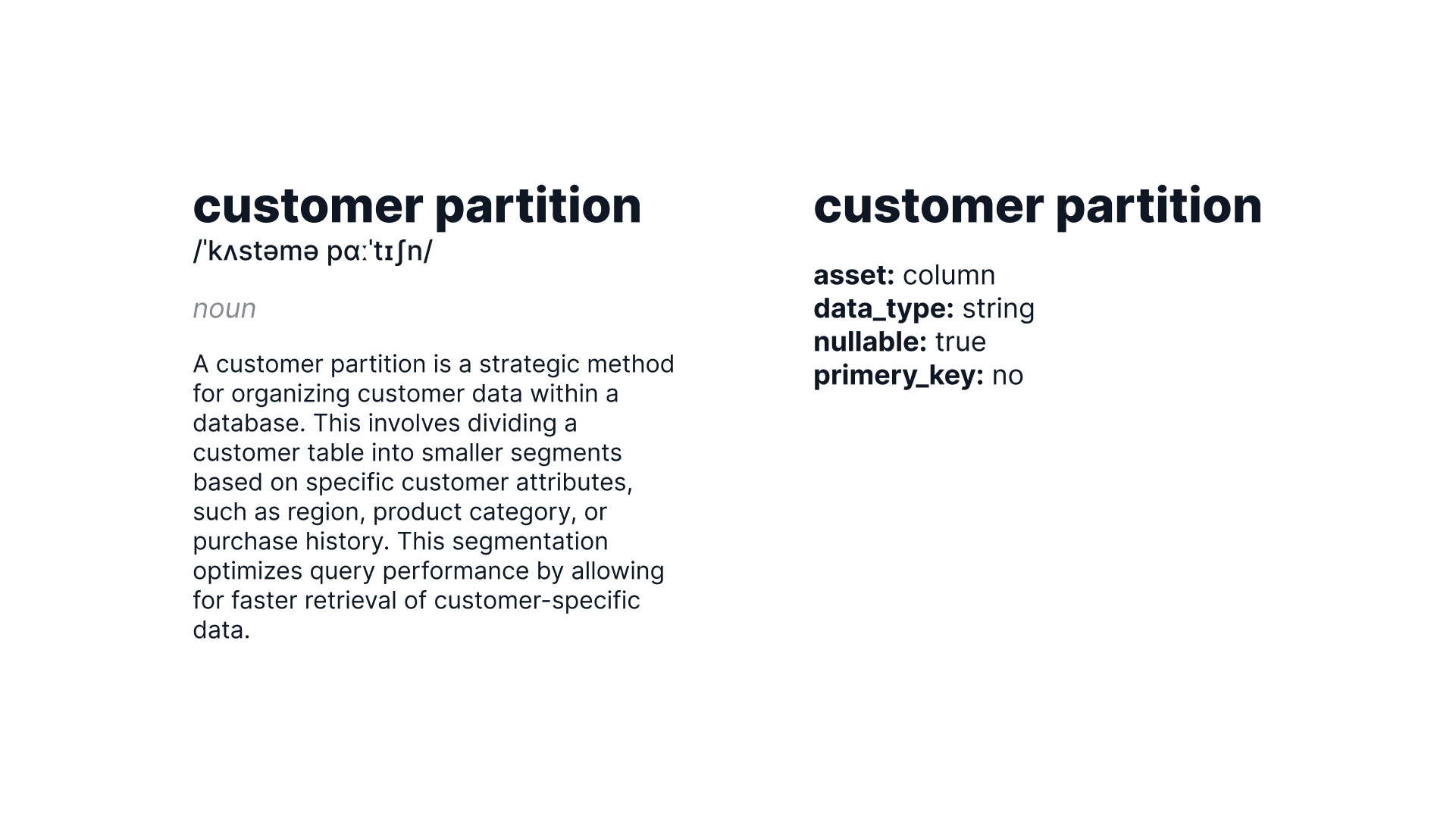 Business glossary vs. data dictionary.